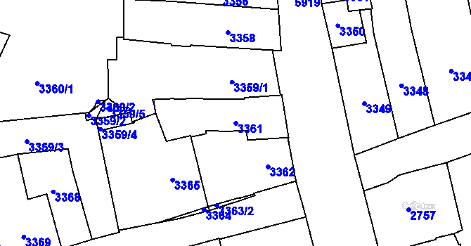 Parcela st. 3361 v KÚ Jihlava, Katastrální mapa