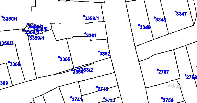 Parcela st. 3362 v KÚ Jihlava, Katastrální mapa