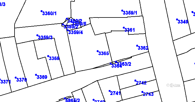 Parcela st. 3365 v KÚ Jihlava, Katastrální mapa