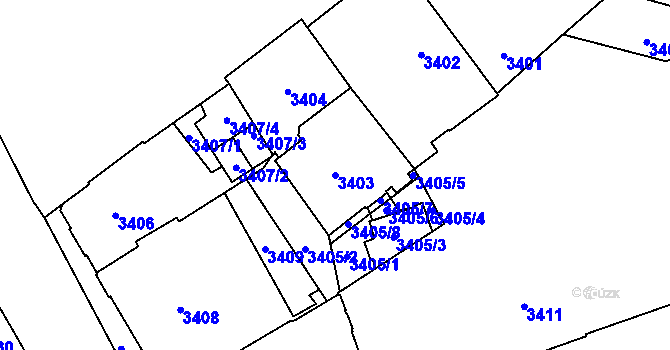 Parcela st. 3403 v KÚ Jihlava, Katastrální mapa