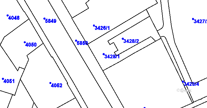 Parcela st. 3428/1 v KÚ Jihlava, Katastrální mapa