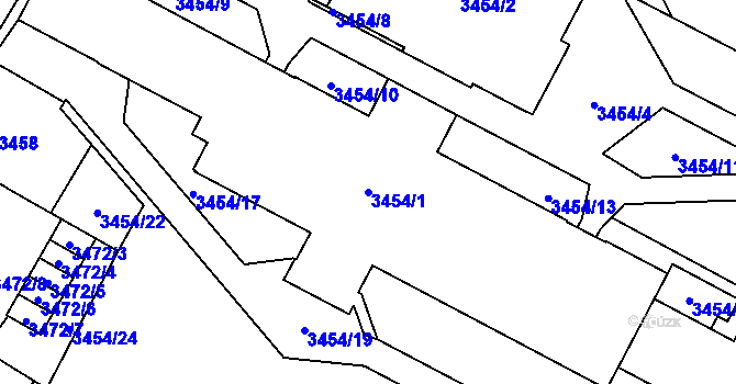 Parcela st. 3454/1 v KÚ Jihlava, Katastrální mapa