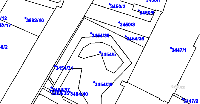 Parcela st. 3454/5 v KÚ Jihlava, Katastrální mapa