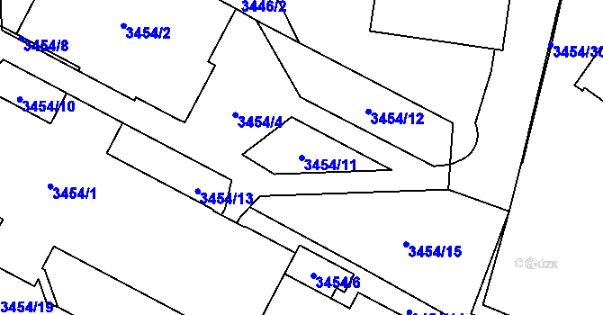 Parcela st. 3454/11 v KÚ Jihlava, Katastrální mapa