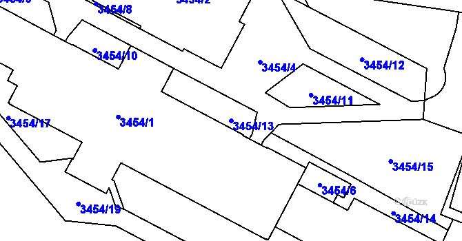 Parcela st. 3454/13 v KÚ Jihlava, Katastrální mapa