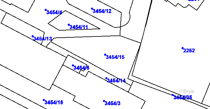 Parcela st. 3454/15 v KÚ Jihlava, Katastrální mapa