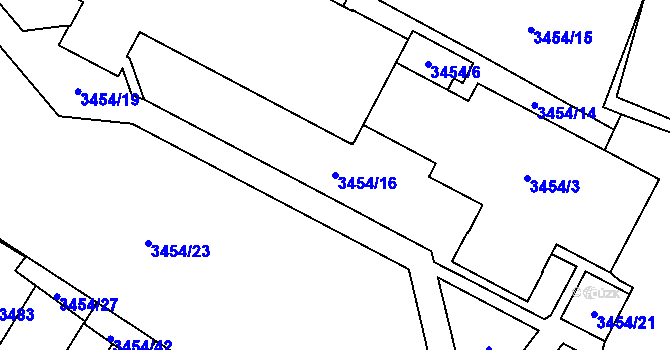 Parcela st. 3454/16 v KÚ Jihlava, Katastrální mapa