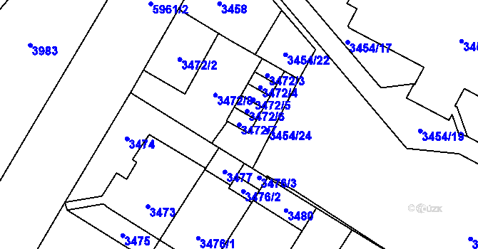 Parcela st. 3472/7 v KÚ Jihlava, Katastrální mapa
