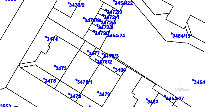 Parcela st. 3476/3 v KÚ Jihlava, Katastrální mapa