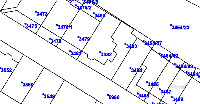 Parcela st. 3482 v KÚ Jihlava, Katastrální mapa