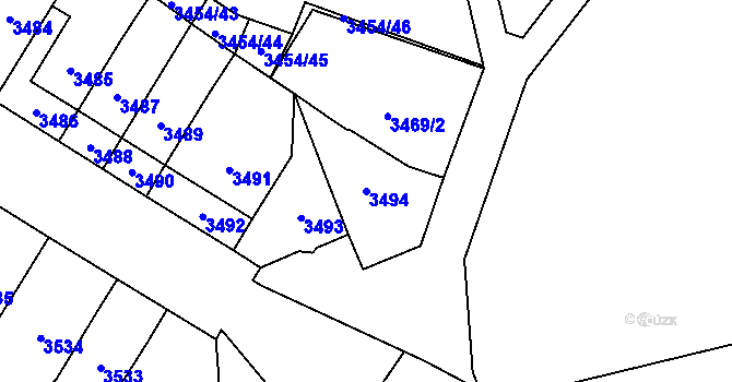 Parcela st. 3494 v KÚ Jihlava, Katastrální mapa