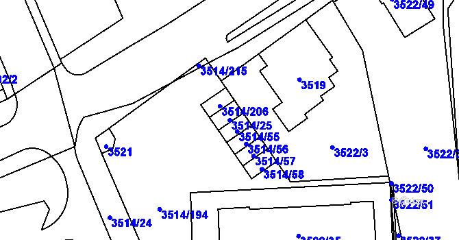Parcela st. 3514/25 v KÚ Jihlava, Katastrální mapa