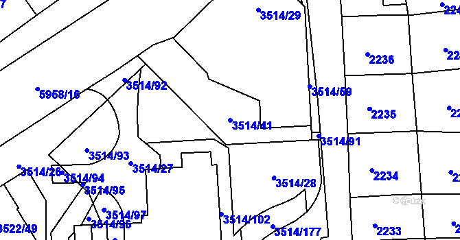 Parcela st. 3514/41 v KÚ Jihlava, Katastrální mapa