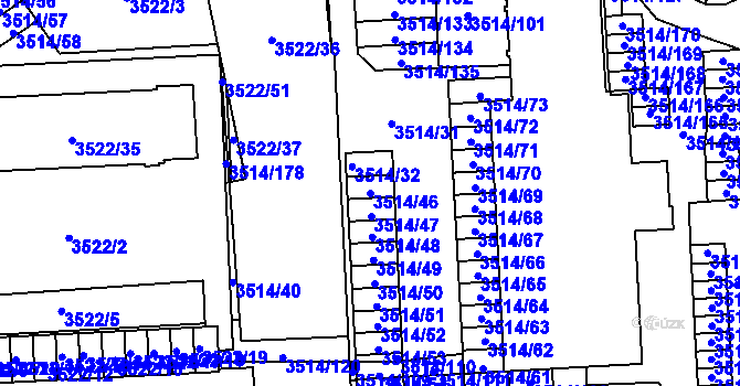 Parcela st. 3514/46 v KÚ Jihlava, Katastrální mapa