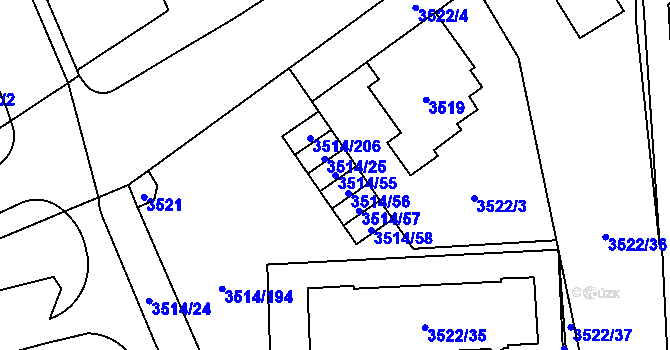 Parcela st. 3514/55 v KÚ Jihlava, Katastrální mapa