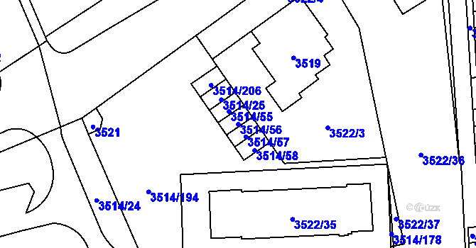 Parcela st. 3514/56 v KÚ Jihlava, Katastrální mapa