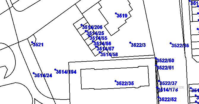 Parcela st. 3514/58 v KÚ Jihlava, Katastrální mapa