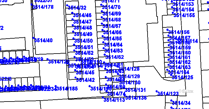 Parcela st. 3514/62 v KÚ Jihlava, Katastrální mapa