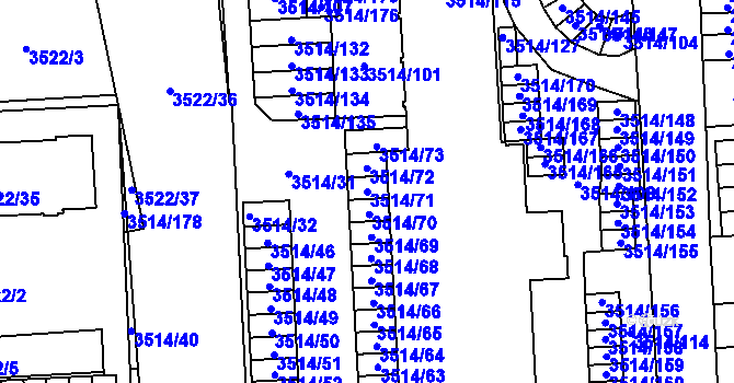 Parcela st. 3514/71 v KÚ Jihlava, Katastrální mapa