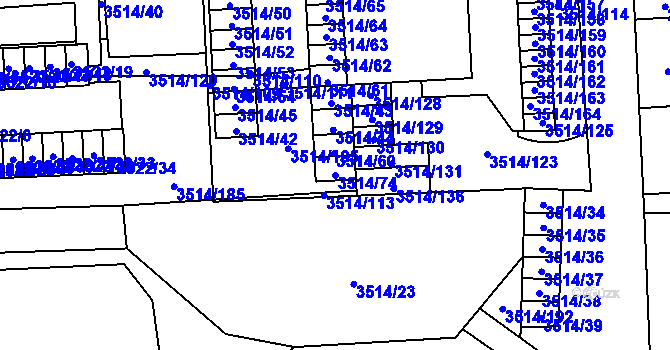 Parcela st. 3514/74 v KÚ Jihlava, Katastrální mapa
