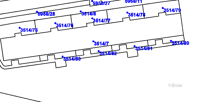 Parcela st. 3514/82 v KÚ Jihlava, Katastrální mapa
