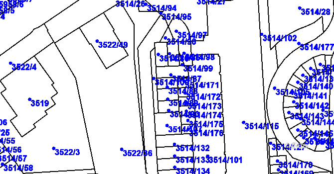 Parcela st. 3514/88 v KÚ Jihlava, Katastrální mapa