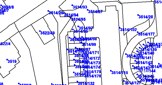 Parcela st. 3514/99 v KÚ Jihlava, Katastrální mapa