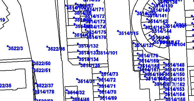 Parcela st. 3514/101 v KÚ Jihlava, Katastrální mapa