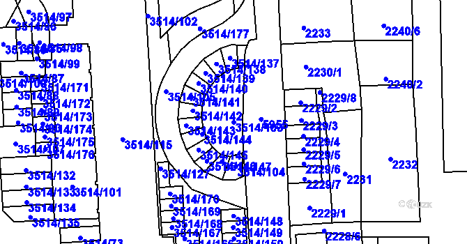 Parcela st. 3514/103 v KÚ Jihlava, Katastrální mapa