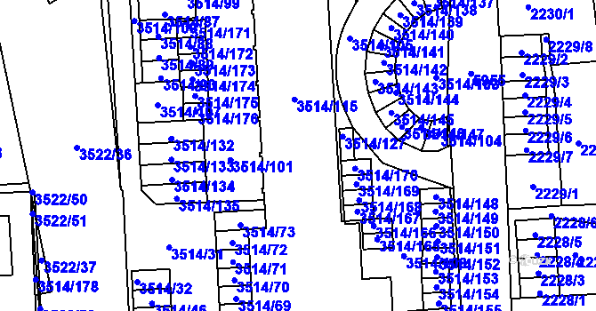 Parcela st. 3514/106 v KÚ Jihlava, Katastrální mapa