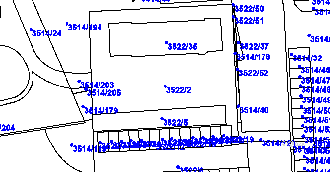 Parcela st. 3522/2 v KÚ Jihlava, Katastrální mapa