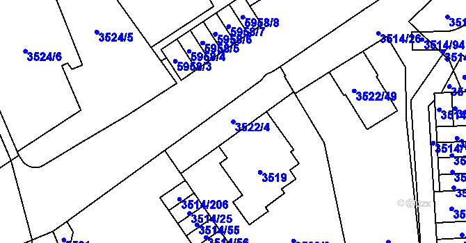 Parcela st. 3522/4 v KÚ Jihlava, Katastrální mapa