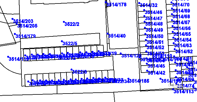 Parcela st. 3522/19 v KÚ Jihlava, Katastrální mapa