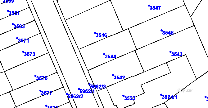 Parcela st. 3544 v KÚ Jihlava, Katastrální mapa
