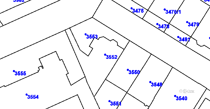 Parcela st. 3552 v KÚ Jihlava, Katastrální mapa