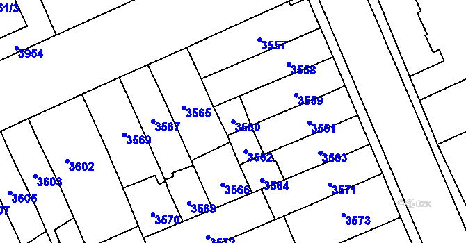 Parcela st. 3560 v KÚ Jihlava, Katastrální mapa