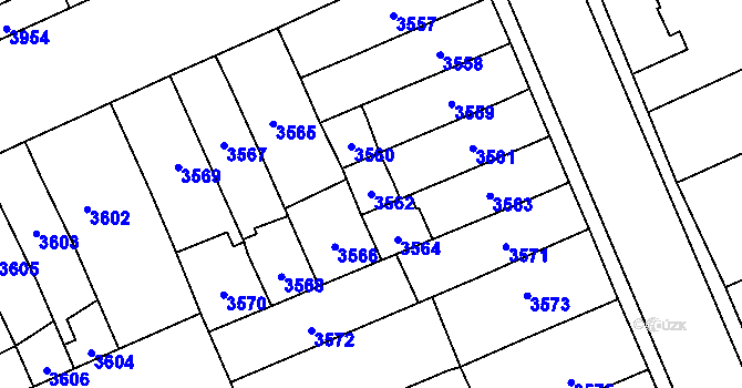 Parcela st. 3562 v KÚ Jihlava, Katastrální mapa