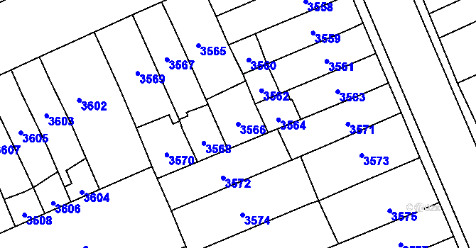 Parcela st. 3566 v KÚ Jihlava, Katastrální mapa