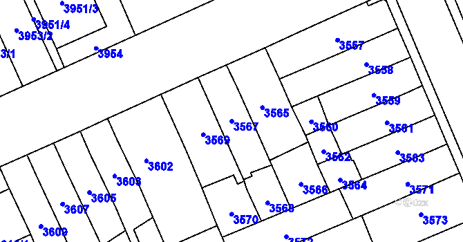 Parcela st. 3567 v KÚ Jihlava, Katastrální mapa