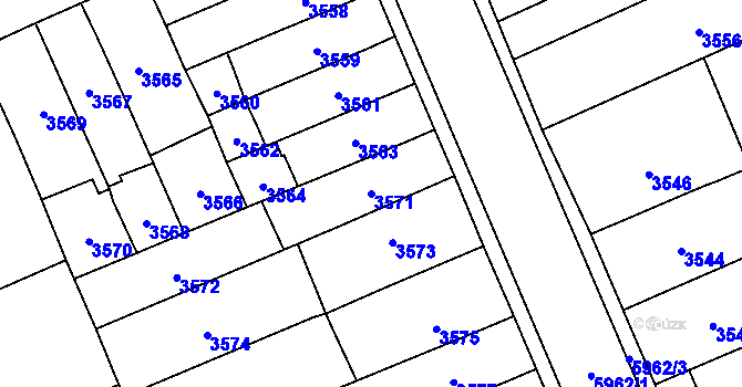 Parcela st. 3571 v KÚ Jihlava, Katastrální mapa