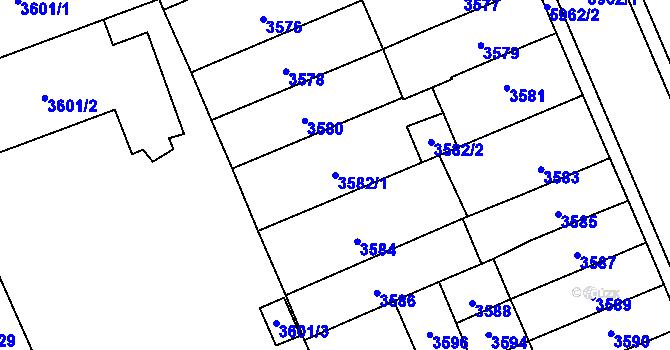 Parcela st. 3582/1 v KÚ Jihlava, Katastrální mapa