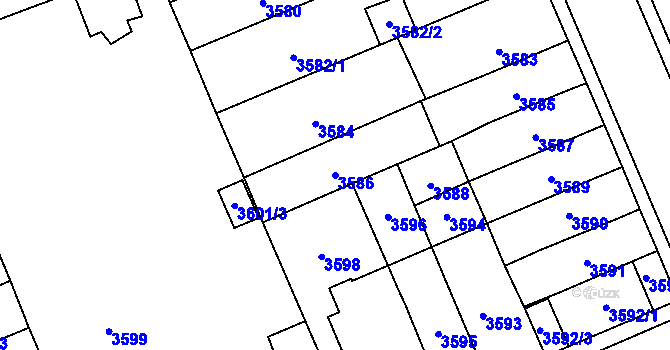 Parcela st. 3586 v KÚ Jihlava, Katastrální mapa