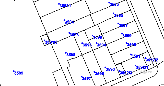 Parcela st. 3596 v KÚ Jihlava, Katastrální mapa