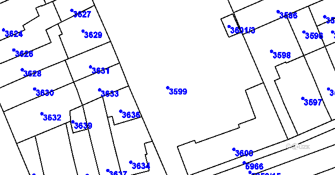 Parcela st. 3599 v KÚ Jihlava, Katastrální mapa