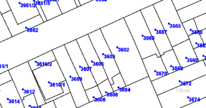 Parcela st. 3603 v KÚ Jihlava, Katastrální mapa
