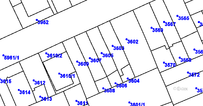 Parcela st. 3605 v KÚ Jihlava, Katastrální mapa