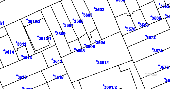 Parcela st. 3606 v KÚ Jihlava, Katastrální mapa