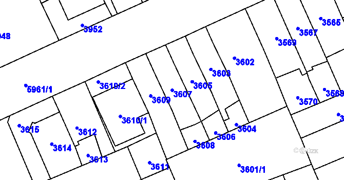 Parcela st. 3607 v KÚ Jihlava, Katastrální mapa
