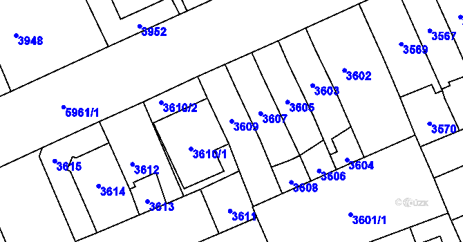 Parcela st. 3609 v KÚ Jihlava, Katastrální mapa