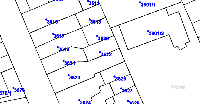Parcela st. 3622 v KÚ Jihlava, Katastrální mapa